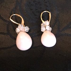 Earrings with Gold clasp with light pink beads.